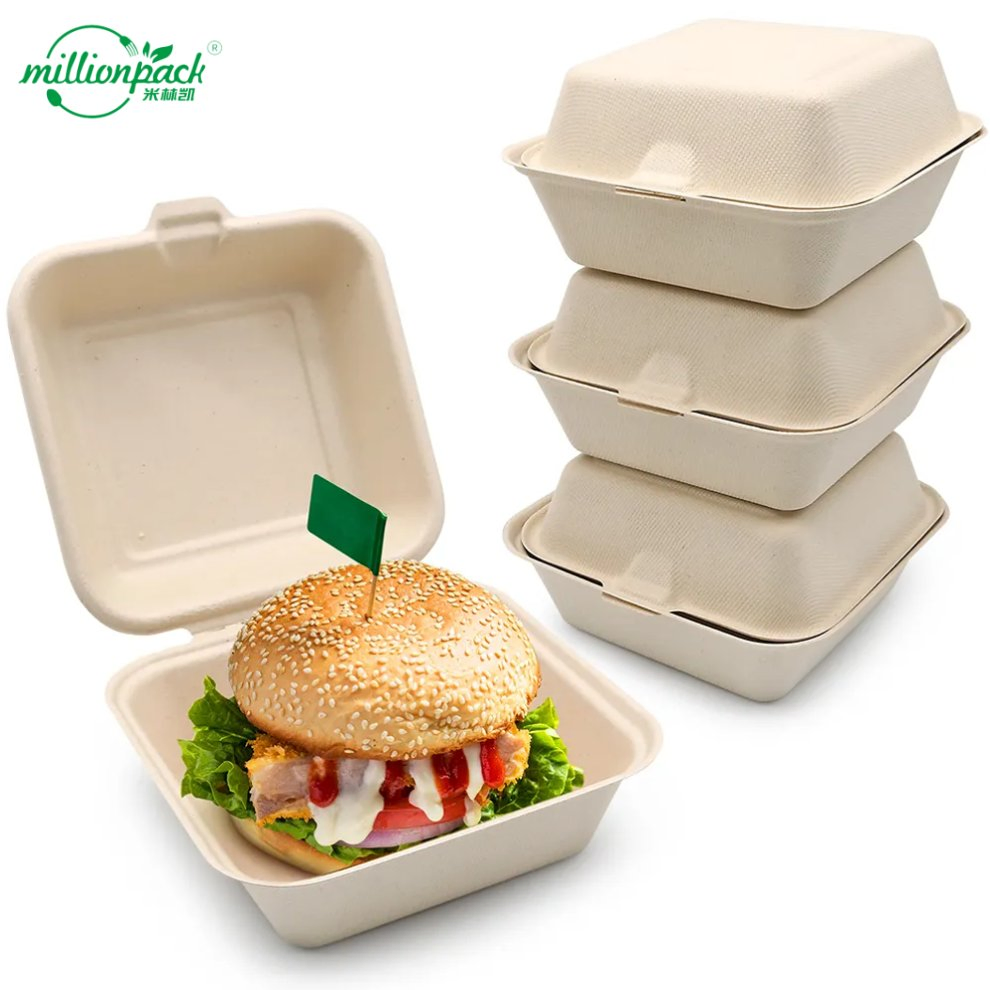 Stackable Sugarcane Bagasse Square Box for Easy Storage in Small Spaces