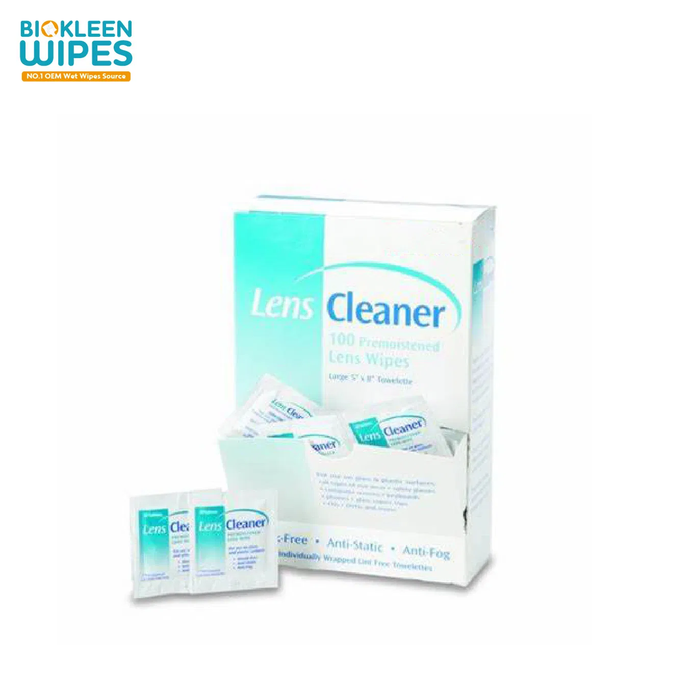 Biokleen 60 Pack Private Label OEM Lens Wipes Individually Wrapped Phone Cleaning Wipes Lens Cleaning Wet Wipes