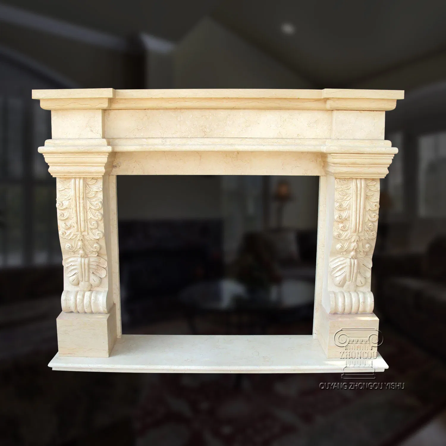 Simple Design Style Marble Fireplace Mantel