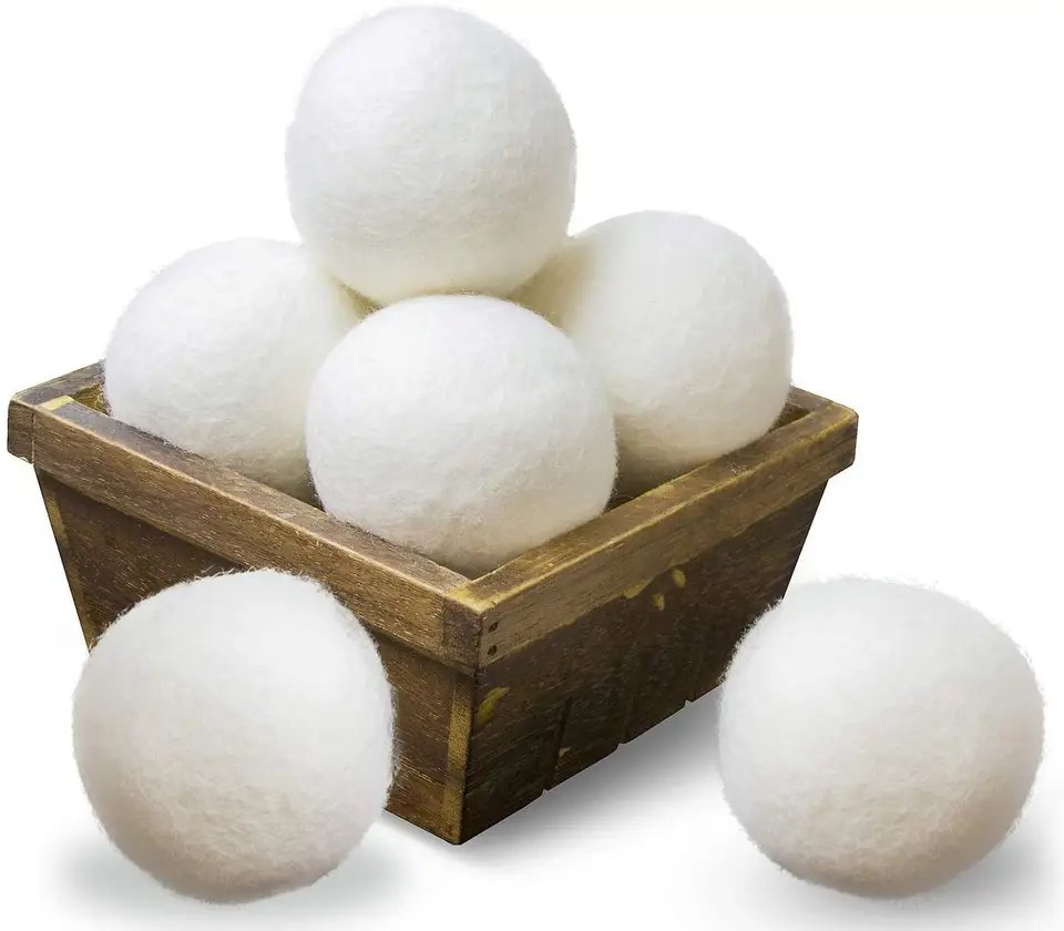 Natural Fabric Wool Dryer Balls Handmade 6PC Pouch
