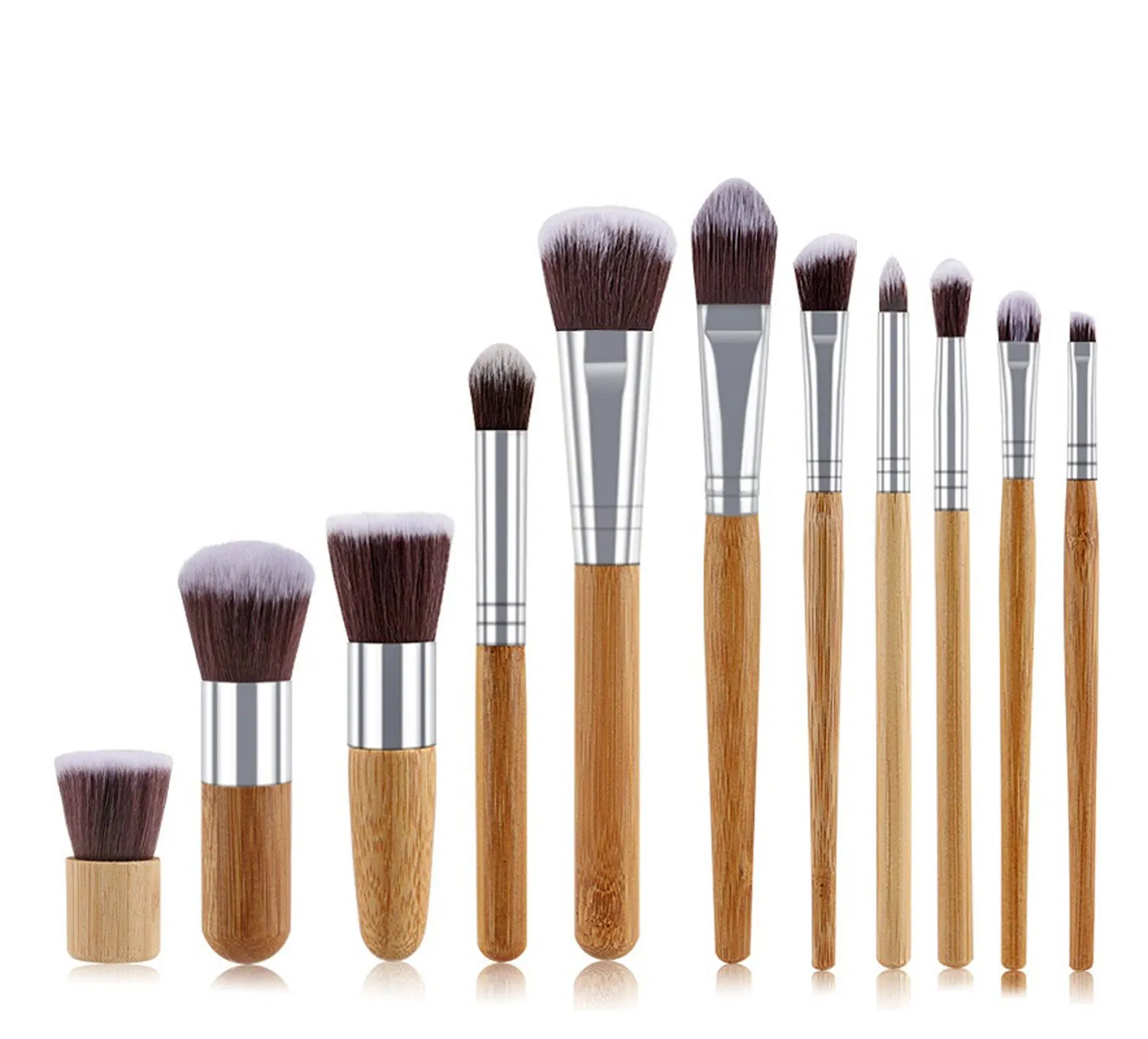 Makeup 11PCS Bamboo Synthetic Kabuki Set Foundation Powder Blending Concealer Eye Shadows Blush Cosmetics Bamboo Makeup Brushes