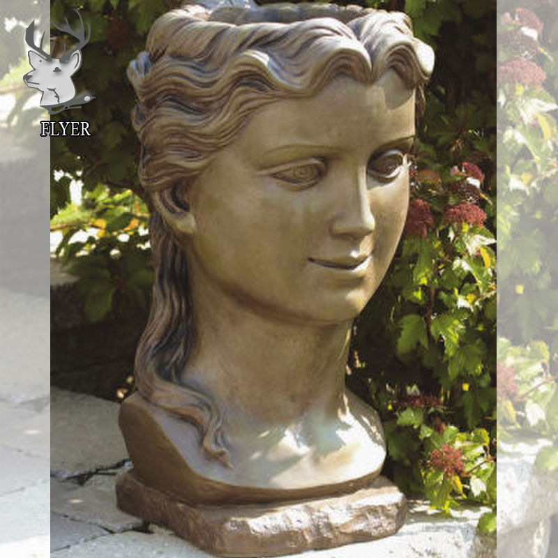 Outdoor Yard Garden Decoration Stone Craft Natural Marble Stone Statue Flower Pot Beige Marble Diana Goddess Bust Planter
