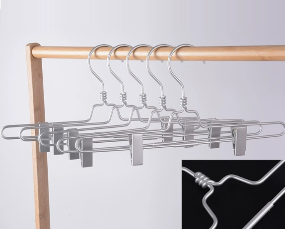 Space-Grade All-Aluminum Clothes Hanger, Non-Marking and Non-Slip Trouser Clip