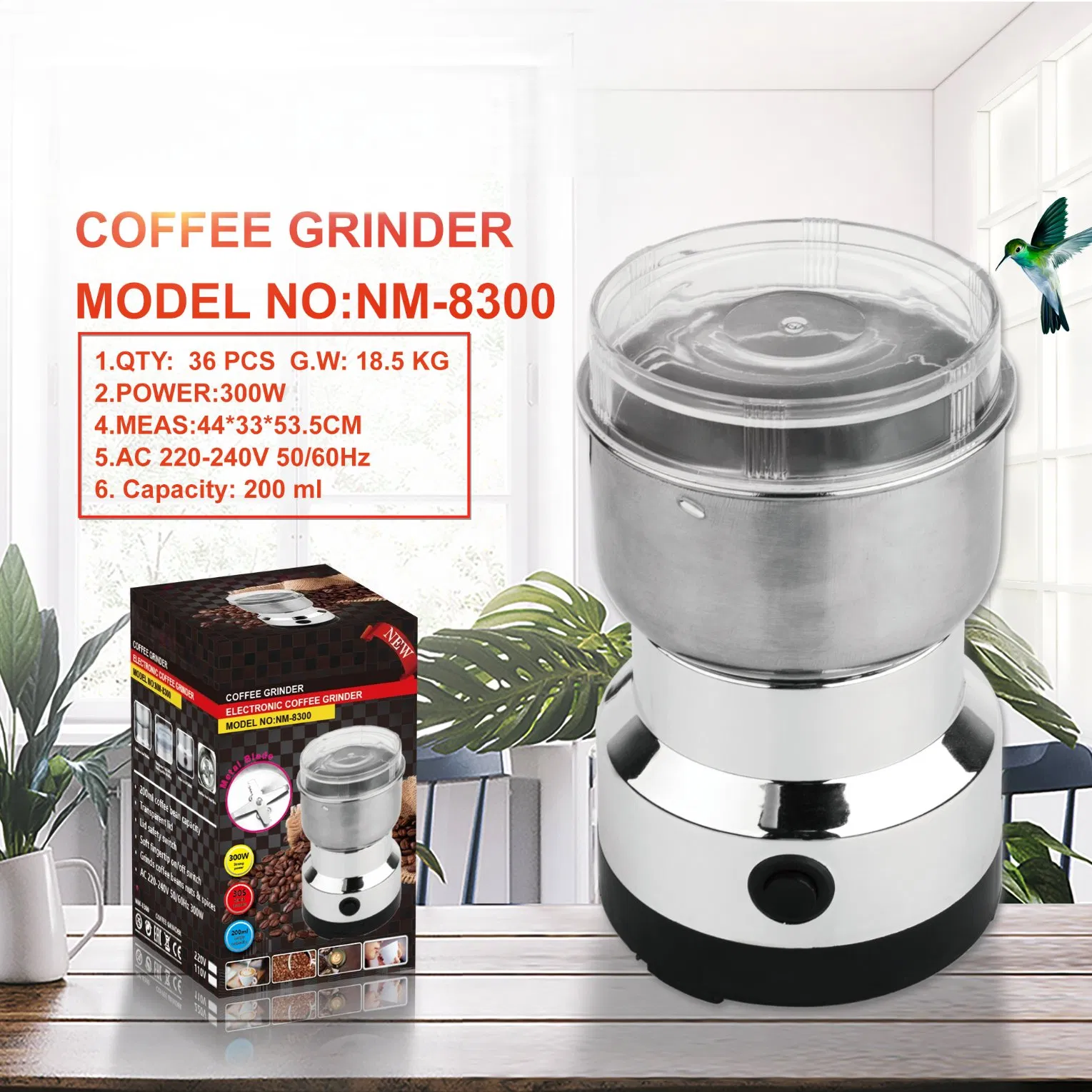 Premium Portable Coffee Grinder Stainless Steel Blade Easy to Clean