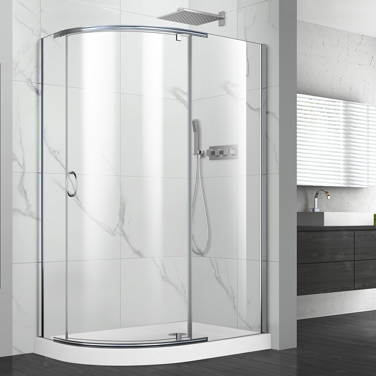 Modern Bathroom Corner Black Aluminum Framed Pivot Tempered Glass Shower Enclosures