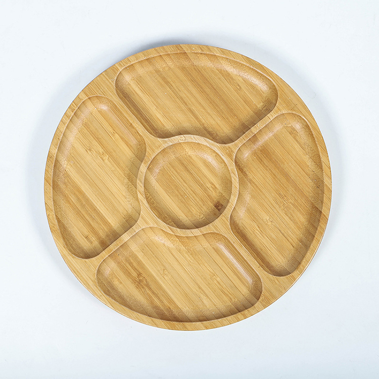 Multifunctional Bamboo Cheese Plates, Coffee Tea and Fruit Serving Tray, Round Plates