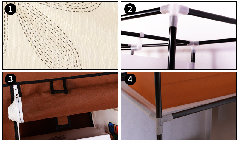 Costomized Modern Steel Wardrobe Cabinet Furniture Simple Assembly Wardrobe