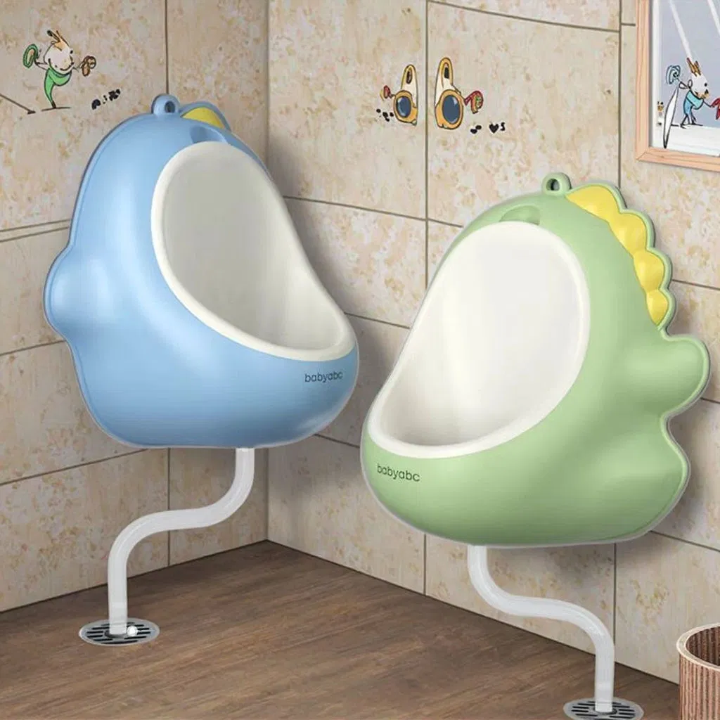 Toddlers Boys Urinal Plastic Standing Toilet Wall-Mounted Cartoon Pattern Connectable Drainage Pipe No Need Empty