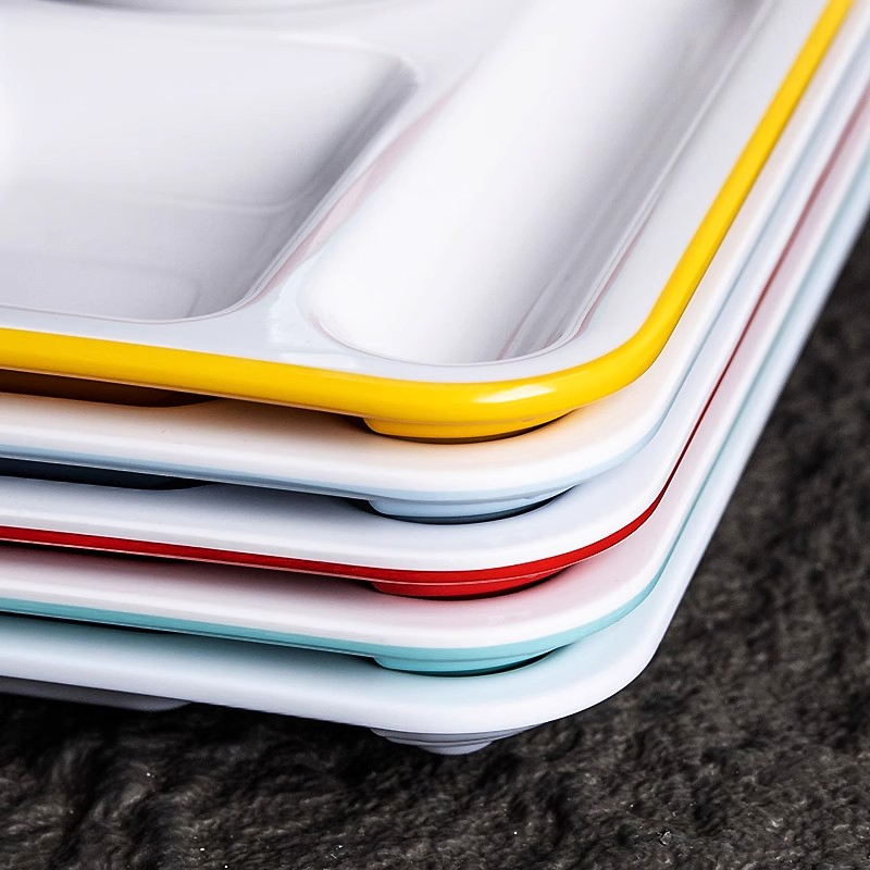 14-Inch Melamine Fast Food Tray with Rice Bowl Restaurants 6 Compartment Plates