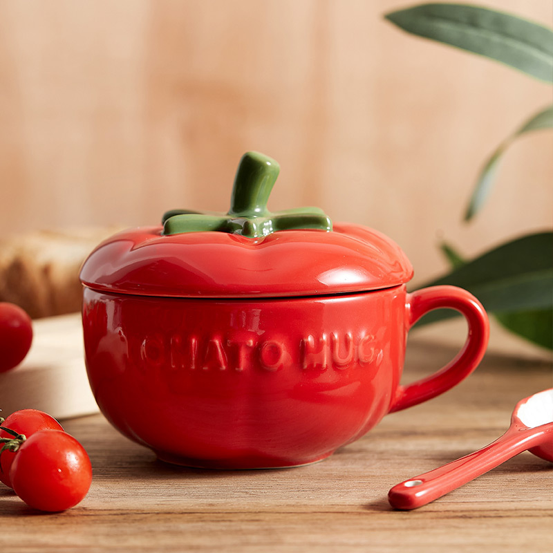 Ceramic Porridge Cereal Bowl with Lid and Spoon Set Gift