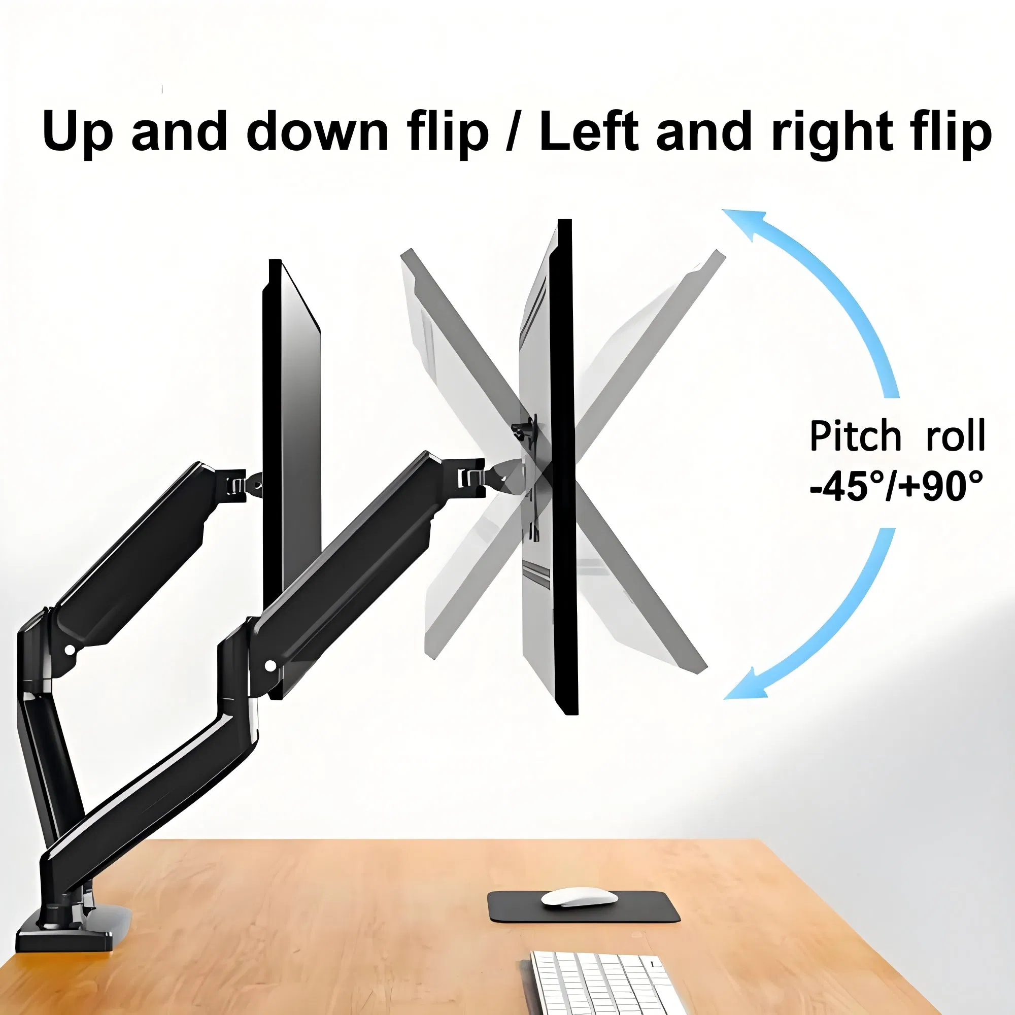 Газовая стойка для двух мониторов 17-32 дюйма, алюминий