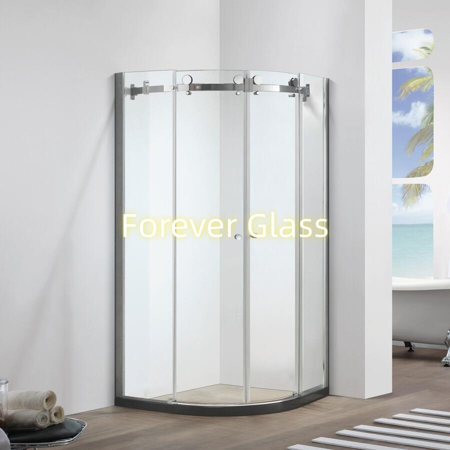Classic Design Frameless Big Roller Sliding Glass Shower Enclosure