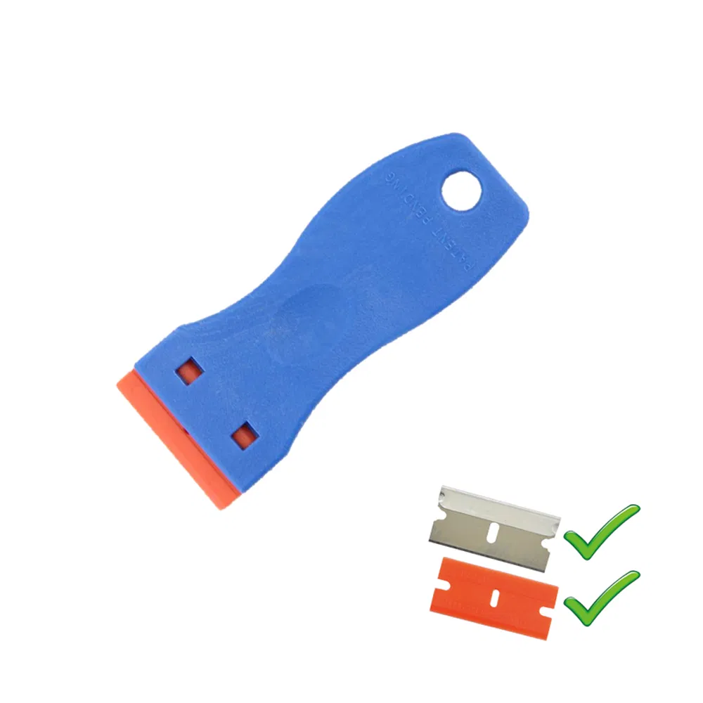Hautine Cleaning Scraper Plastic Razor Scraper with Plastic or Metal Blades
