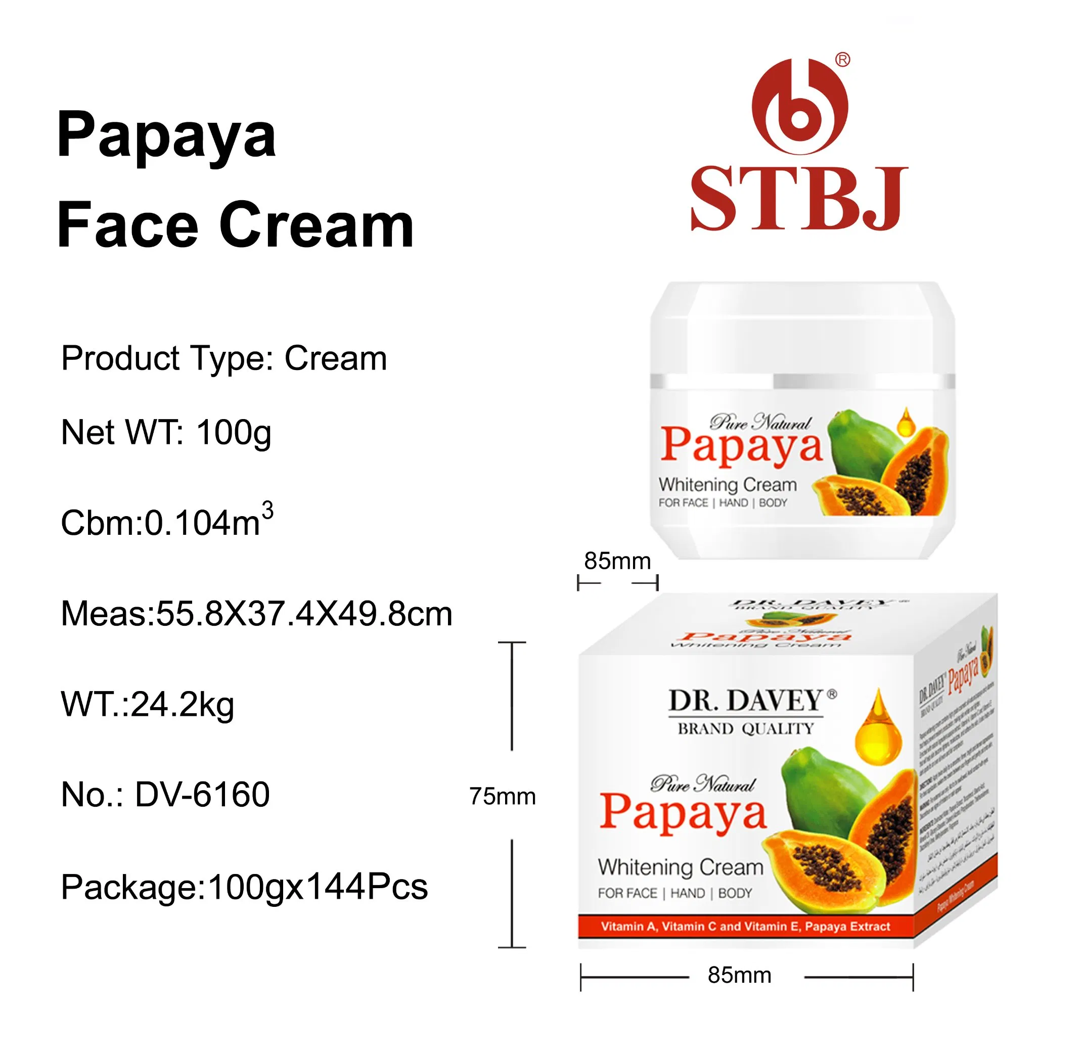 Dr. Davey Anti Aging Whitening Smoothing Moisturizer Papaya Skin Care Face Cream
