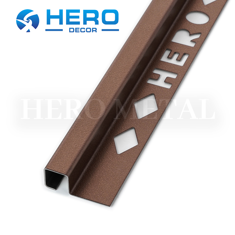 Install Easy Decorative Tile Edge Trim Bullnose Border Mirror Finish Flat Stainless Steel Stone Grain Color Rounded Square Shape Strip