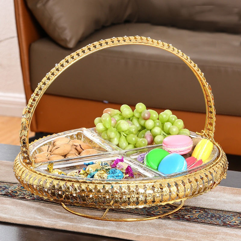 Gold Metal Party Service Tray, Fruit Tray