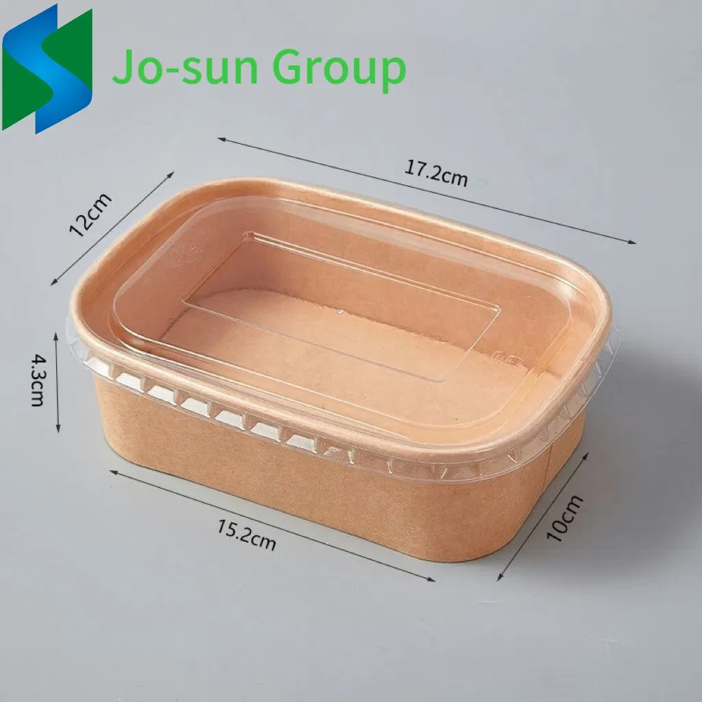 500ml-1300ml Waterproof Compostable 12oz Round White Brown Kraft Paper Salad Bowl with Lid