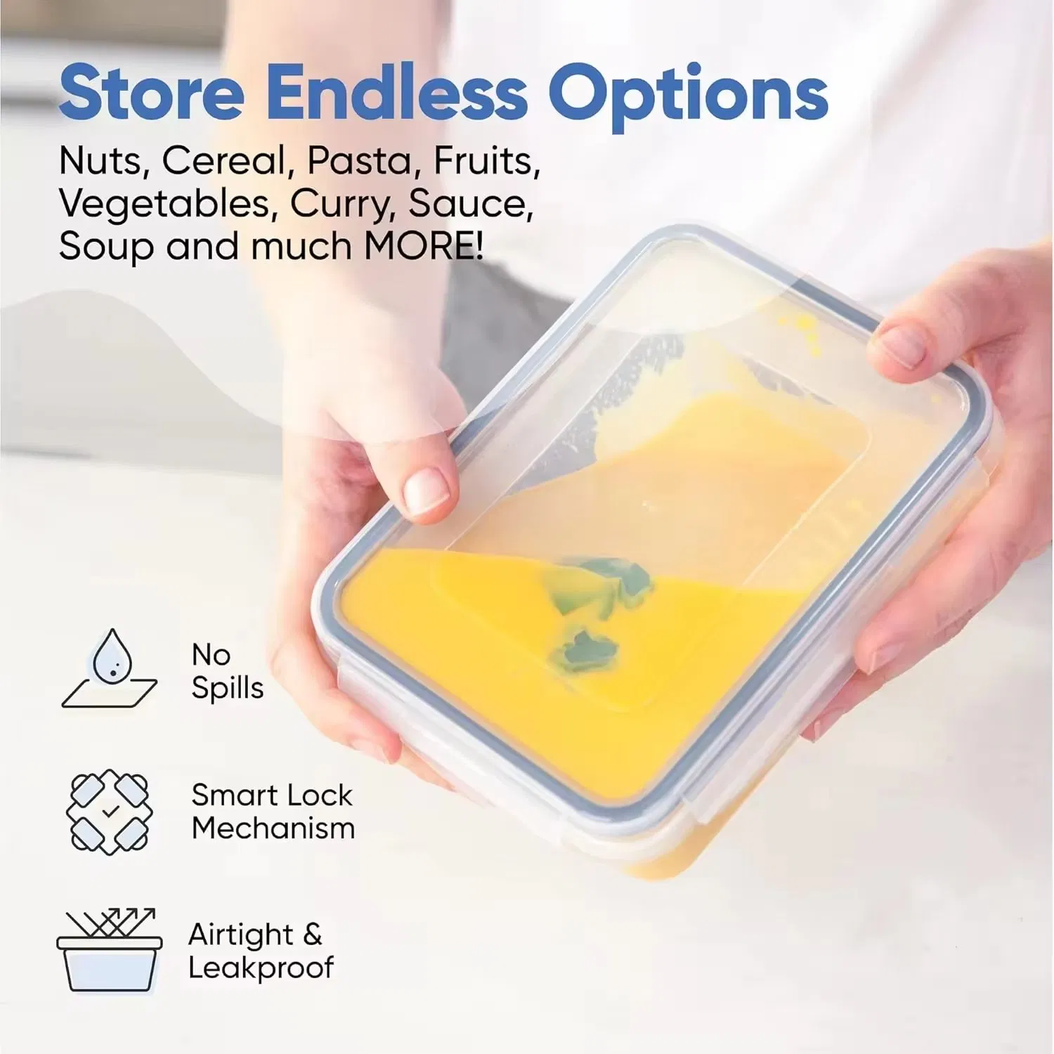 16-Pack Classic Easy Snap Lids Food Storage Containers with Freshness Preservation for Kitchen Microwave Refrigerator Camping