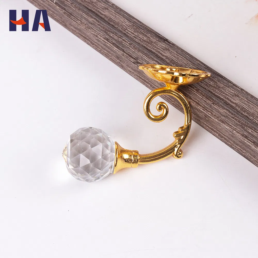 Hot Selling Luxury Curtain Crystal Wall Hook European-Style U-Shaped Zinc Alloy Glass Holdback Accessories for Home Decoration