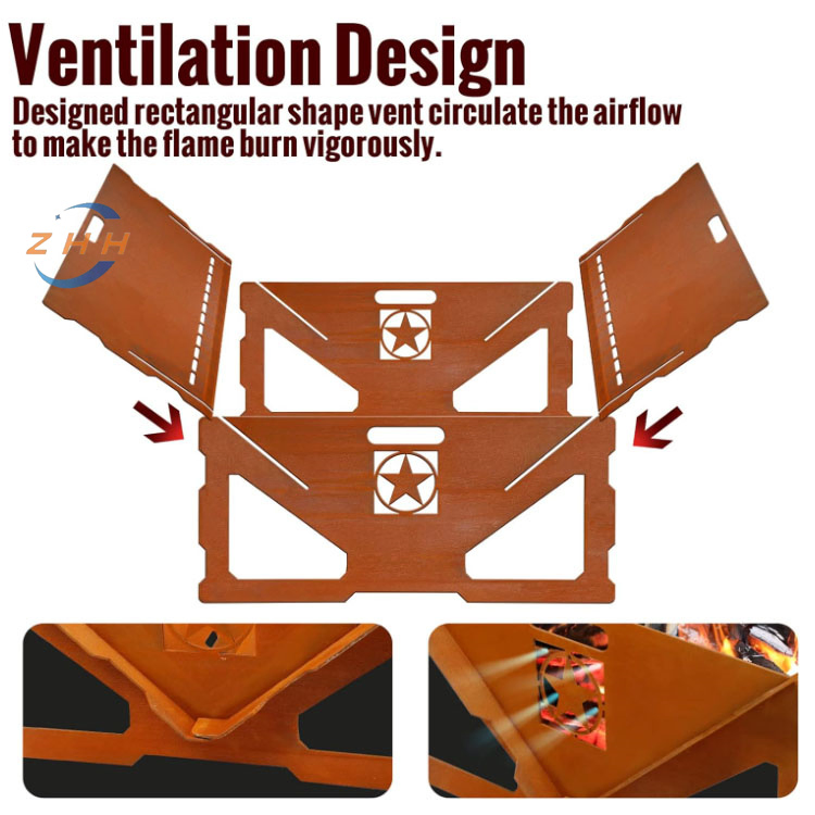 Unique and Rustic Style Fire Pit Portable Camping Wood Charcoal Burning Fireplace