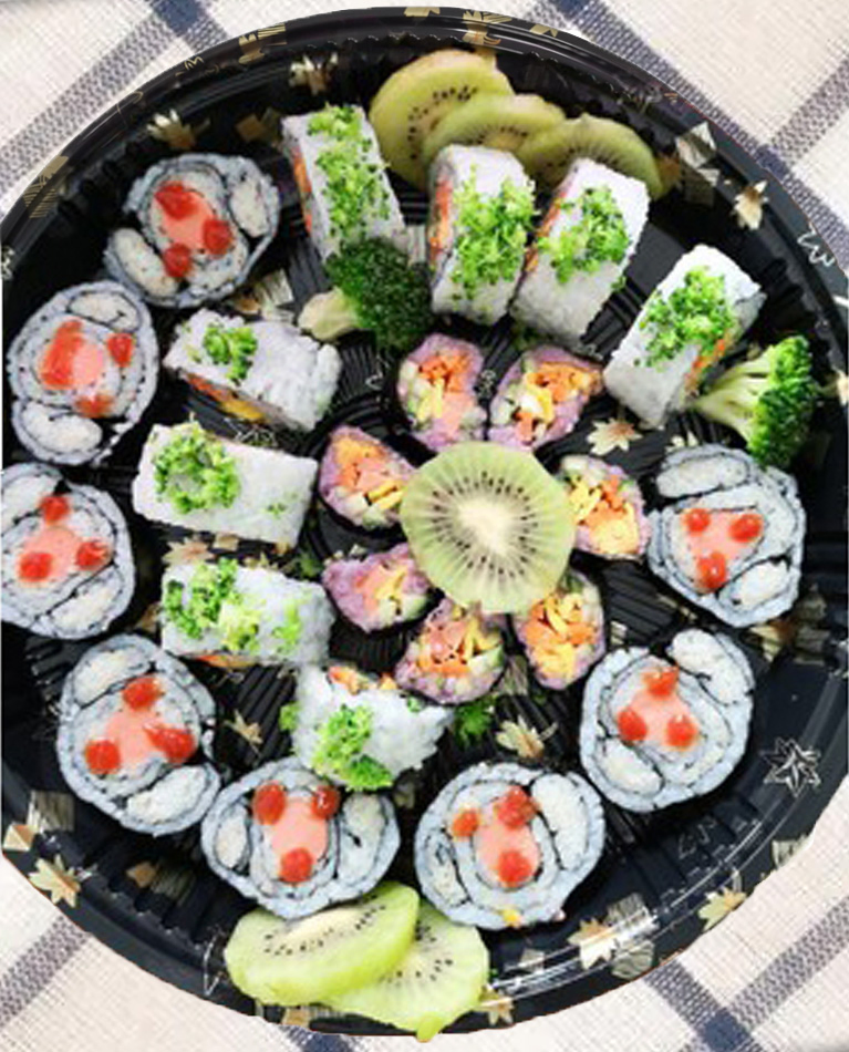 Food Container Fast Food Box Plastic Sushi Tray with Anti Fog Lids