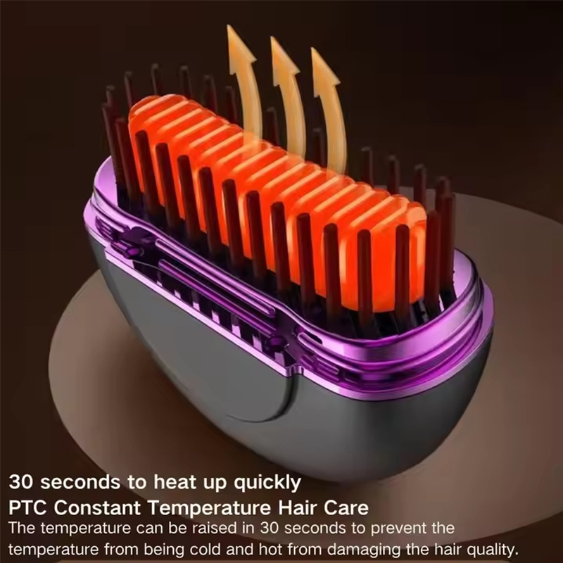 Professional Electric Hair Straightener Brush Fast Heating Ceramic Straightening Brush for Home & Salon