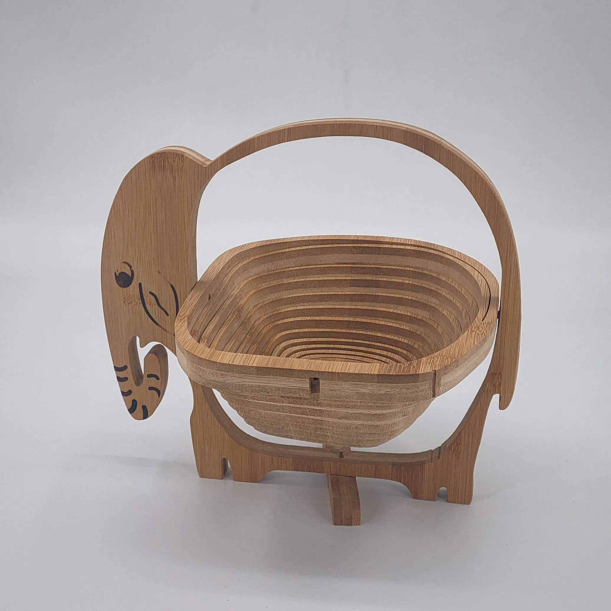 Elephant Shape Bamboo Wooden Folding Fruit Tray Basket
