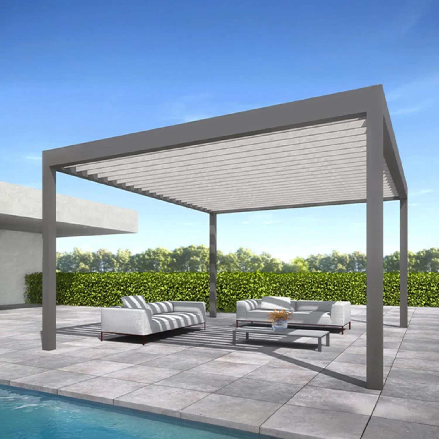 Modern Motorized Retractable Louvered Roof Garden Aluminum Electric Pergola
