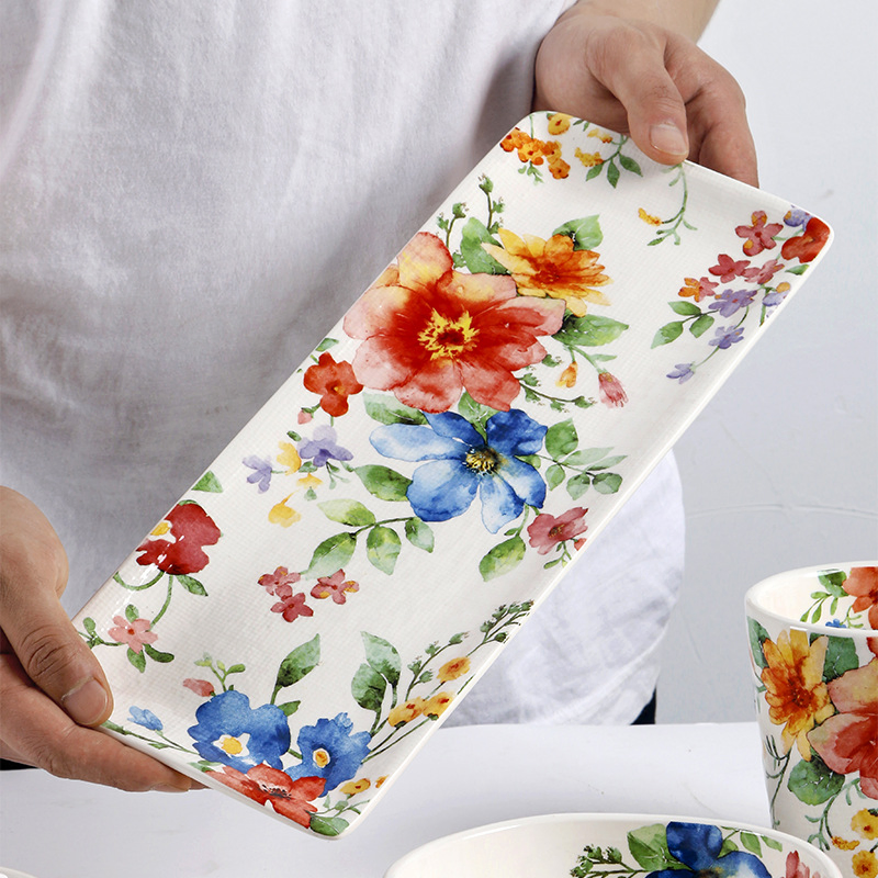 Versatile Colorful 14inch Square Plate Bowls Perfect for Serving or Displaying Porcelainware Ceramic Tableware