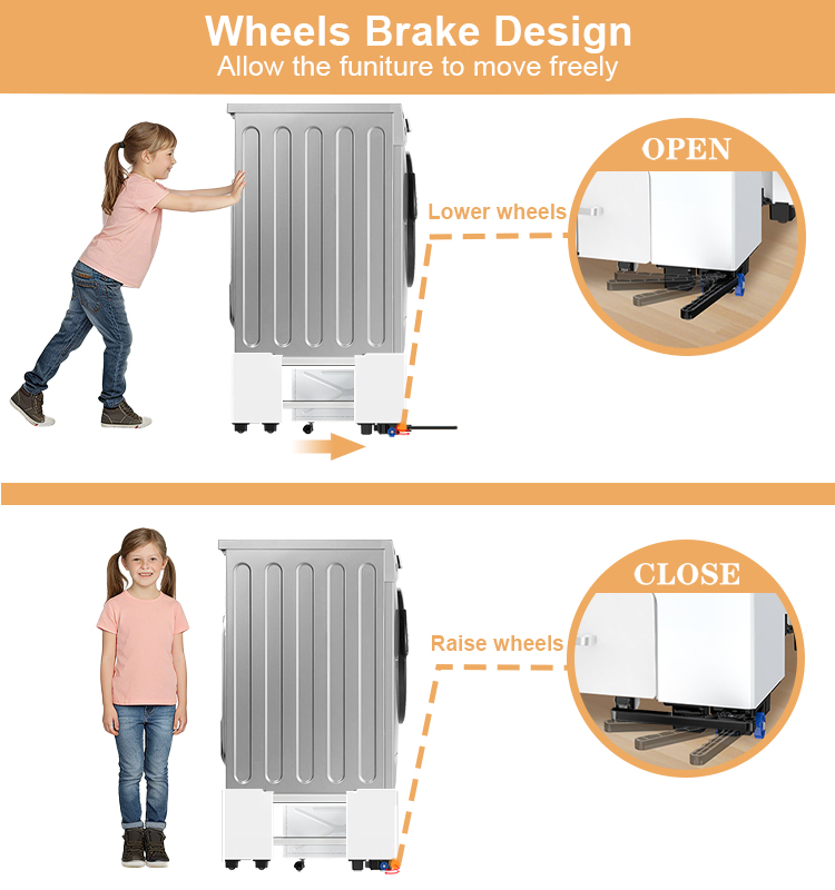 Compact Washing Machine Base with Storage Drawer for Washer and Dryer Pair