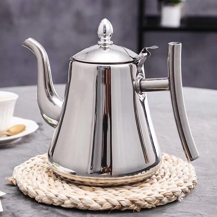 Stainless Steel Coffee Kettle Multicolor Tea Pot 420ml 1.0L/1.5L/2.0L Capacity Gold & Sliver Tea Water Kettle