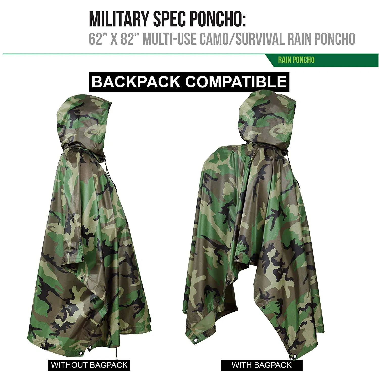 Camo Poncho Anti Tearing Poncho Multi Use