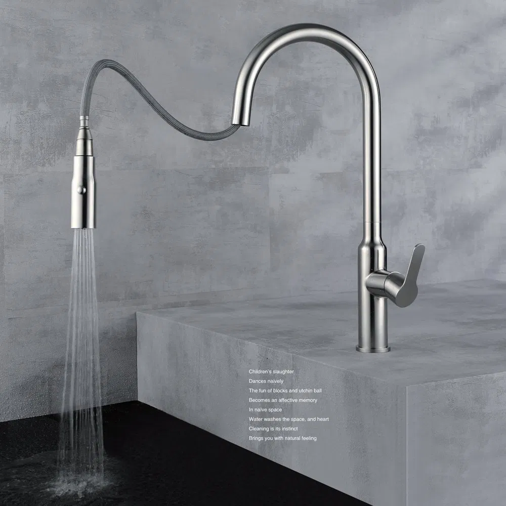 2025 High Quality SUS304 Kitchen Faucet Single Handle Flexible Kitchen Faucet Hose Pull Down Mixer Tap