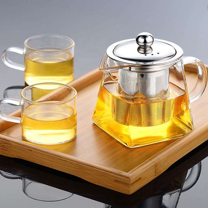 Clear Glass Teapot 350ml 500ml 650ml 900ml with Stainless Steel Infuser