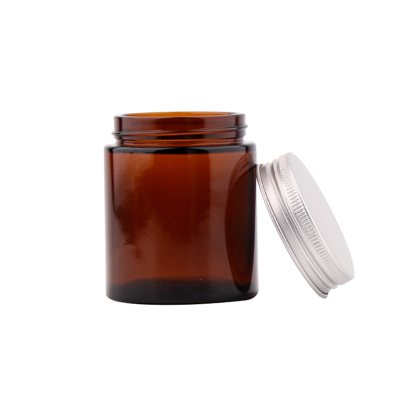 Wholesale 50g 100g Amber Glass Candle Jars Scented Candle Making Glass Jar Round Candle Containers with Lid