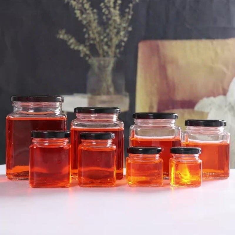 Cheap Square Glass Jam Jar 50ml Clear Square Glass Honey Jar with Metal Lid Hot Sale Glass Honey Jar Empty Mason Jar Factory Direct Sale