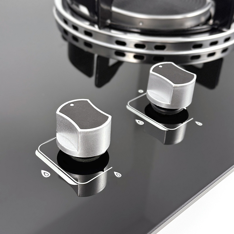 Black Glass Panel 2-Burner Built-in Gas Stove, Ceramic Gas Hob Cooktop