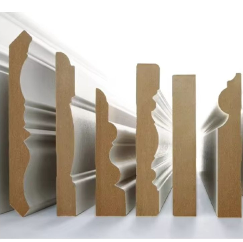 New Design Home Decor White Primed Decorative Furniture Indoor Decoration Door Frame Wall Trim Baseboard Wood Moulding Molduras Pared