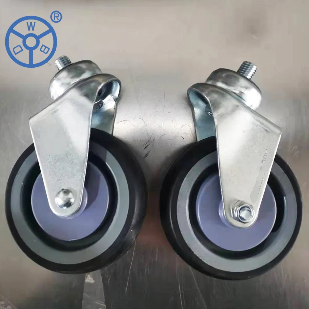 Wbd 4 5 Inch Replacement Supermarket Standard Supermarket Caster Wheel Swivel Caster Threaded Stem Type Polyurethane PU Shopping Cart Castor