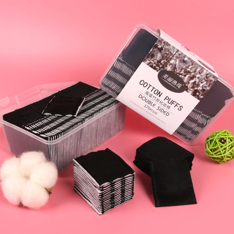 Eco-Friendly Black Bamboo Charcoal Cotton Pads for Makeup Removal