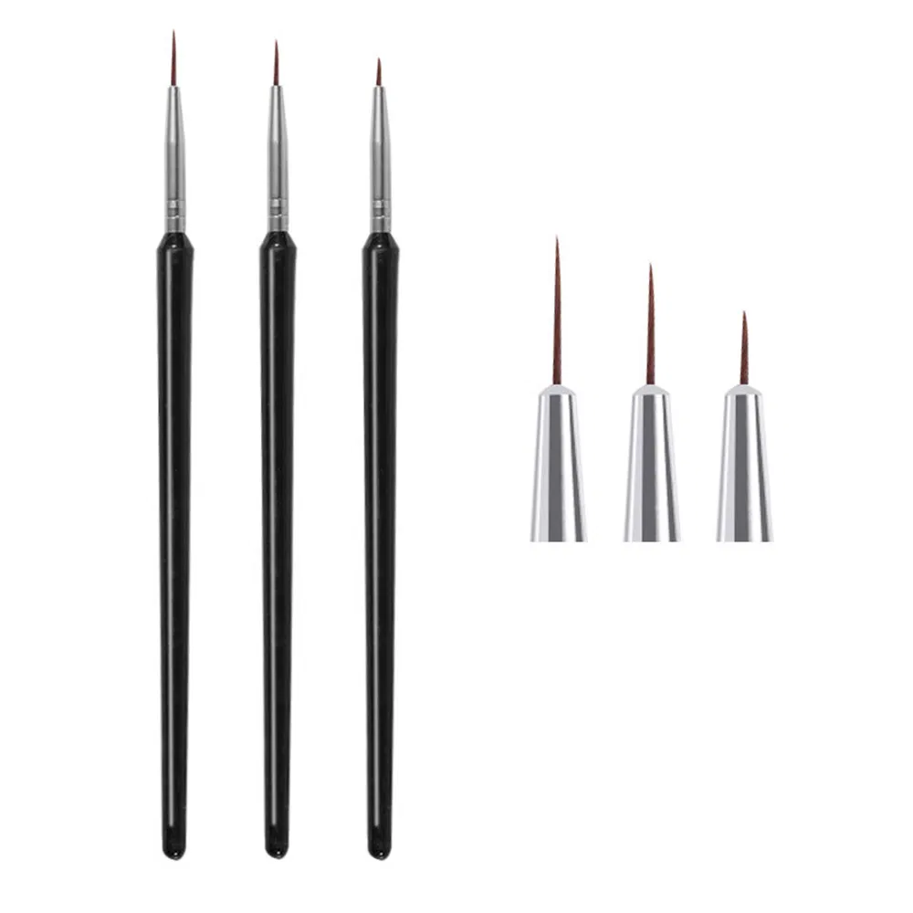 3PCS/Set Manicure Tool Nail Liner Brush Strip Nail Art Painting Brush Set Nylon Line Drawing Brushe Kit