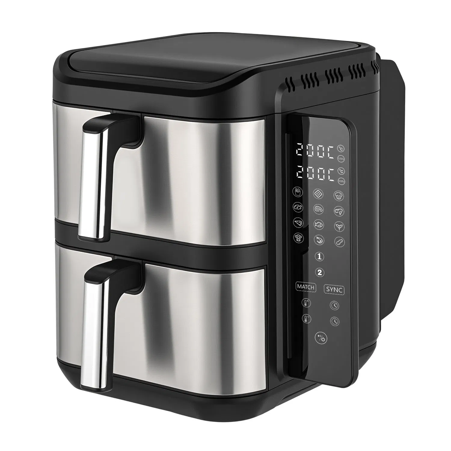 Foldable Screen 11L Air Fryer with Stainless Steel Panel Dual Stack Air Fryer