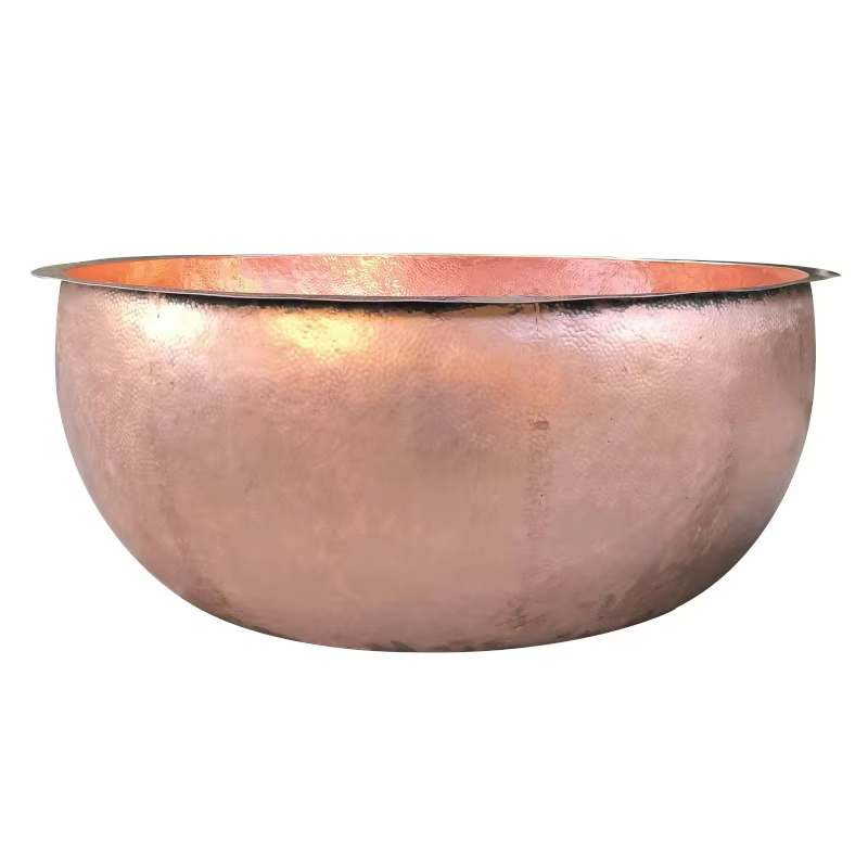 Luxury Large Round Hammered Copper Metal Bathroom Soaking Bathtub Drop-in
