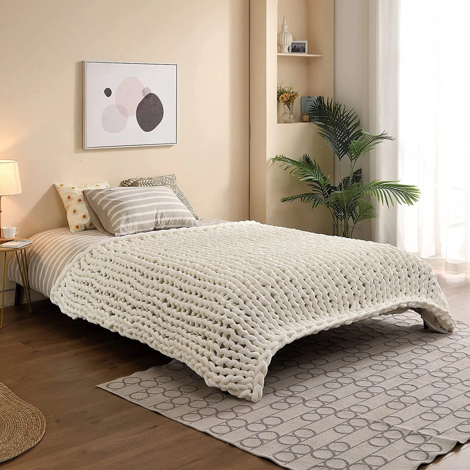 Soft and Stylish 50X60 Inch Chunky Knit Weighted Blanket