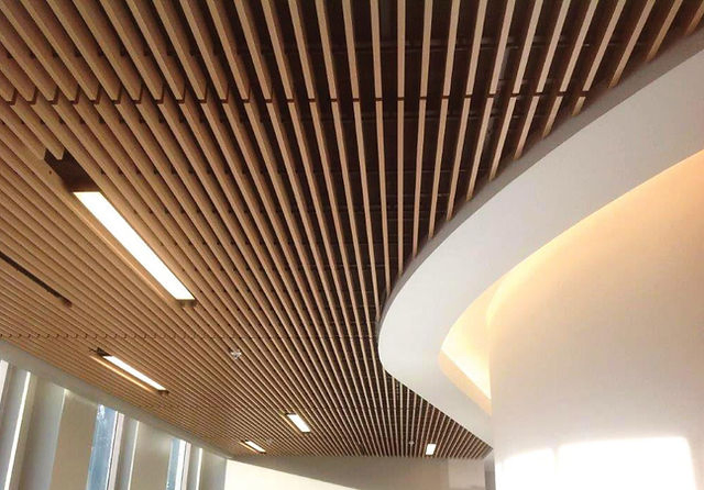 Wave Ceiling Aluminum Profile Baffle Ceiling Wooden Color