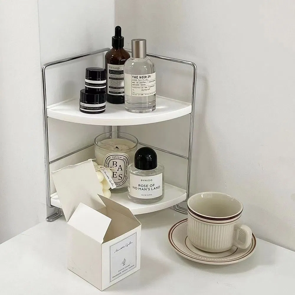 2-Tier Bathroom Counter Organizer Vanity Storage Corner Skincare Organizers
