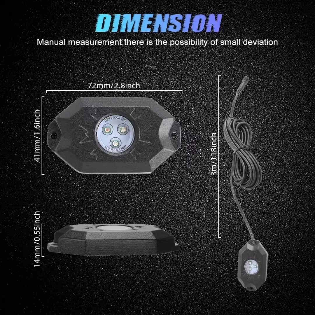 Комплект RGB LED Rock Lights с управлением через APP