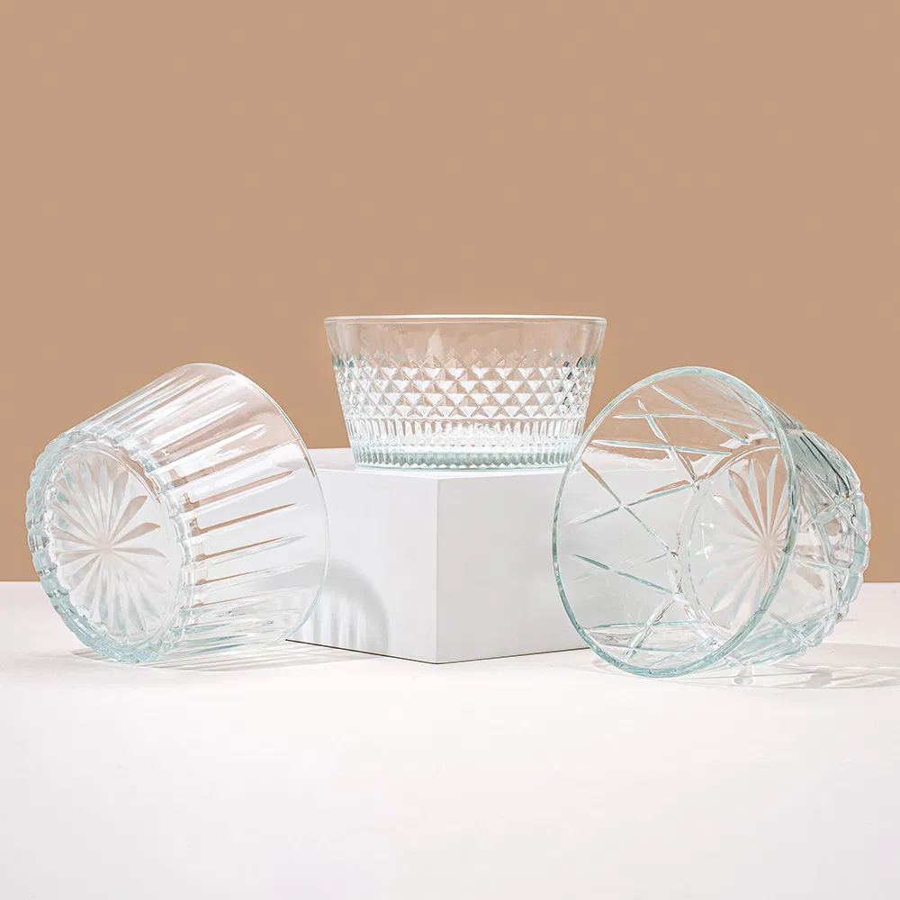 Low MOQ Wholesale Bowl Glasses 300ml Clear Glass Ice Cream Salad Bowls with Logo Printing