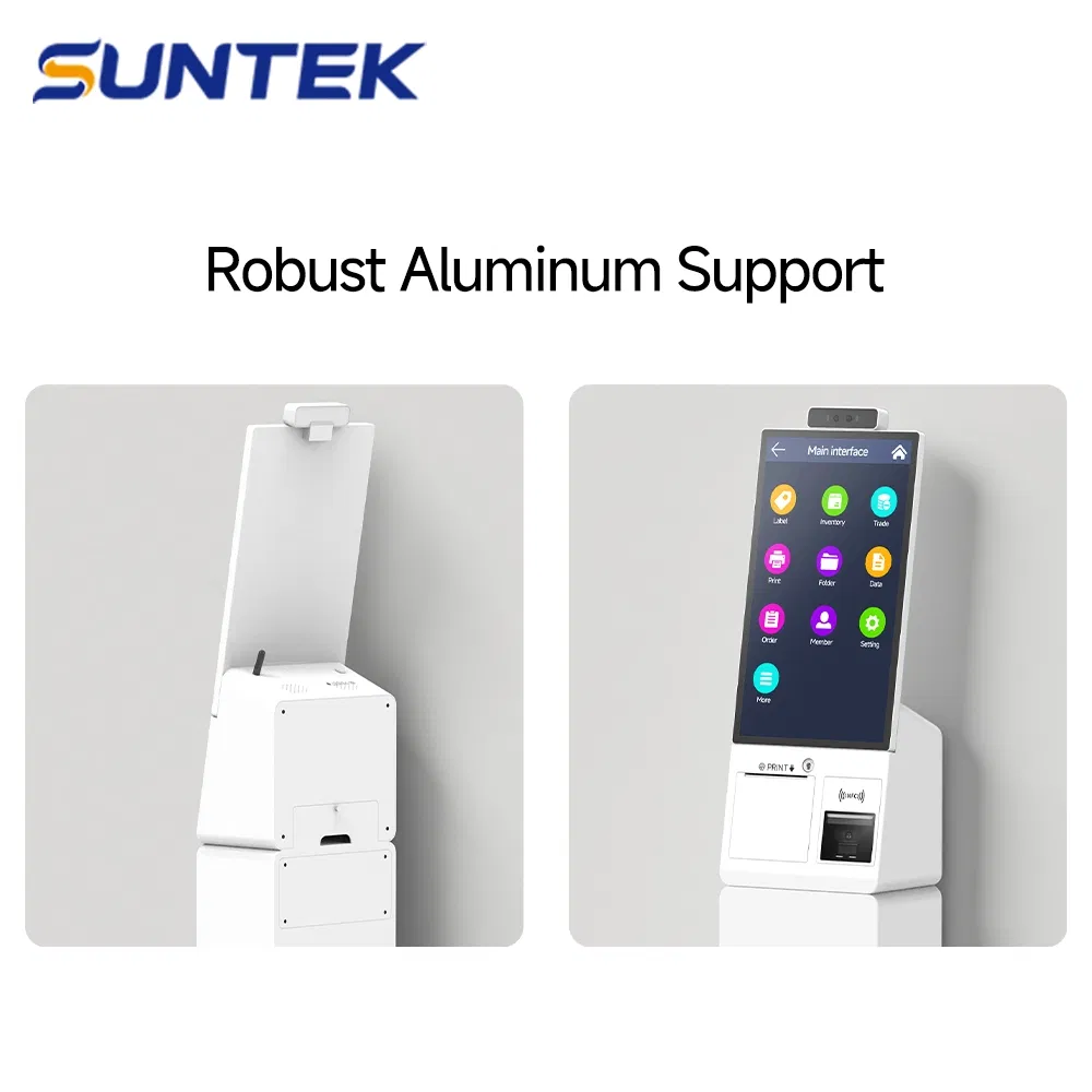 Payment Kiosks 15.6 Inch Touch Screen Suntek All-in-One Self Service Kiosk with Thermal Printer Qr Code Scanner POS Bracket
