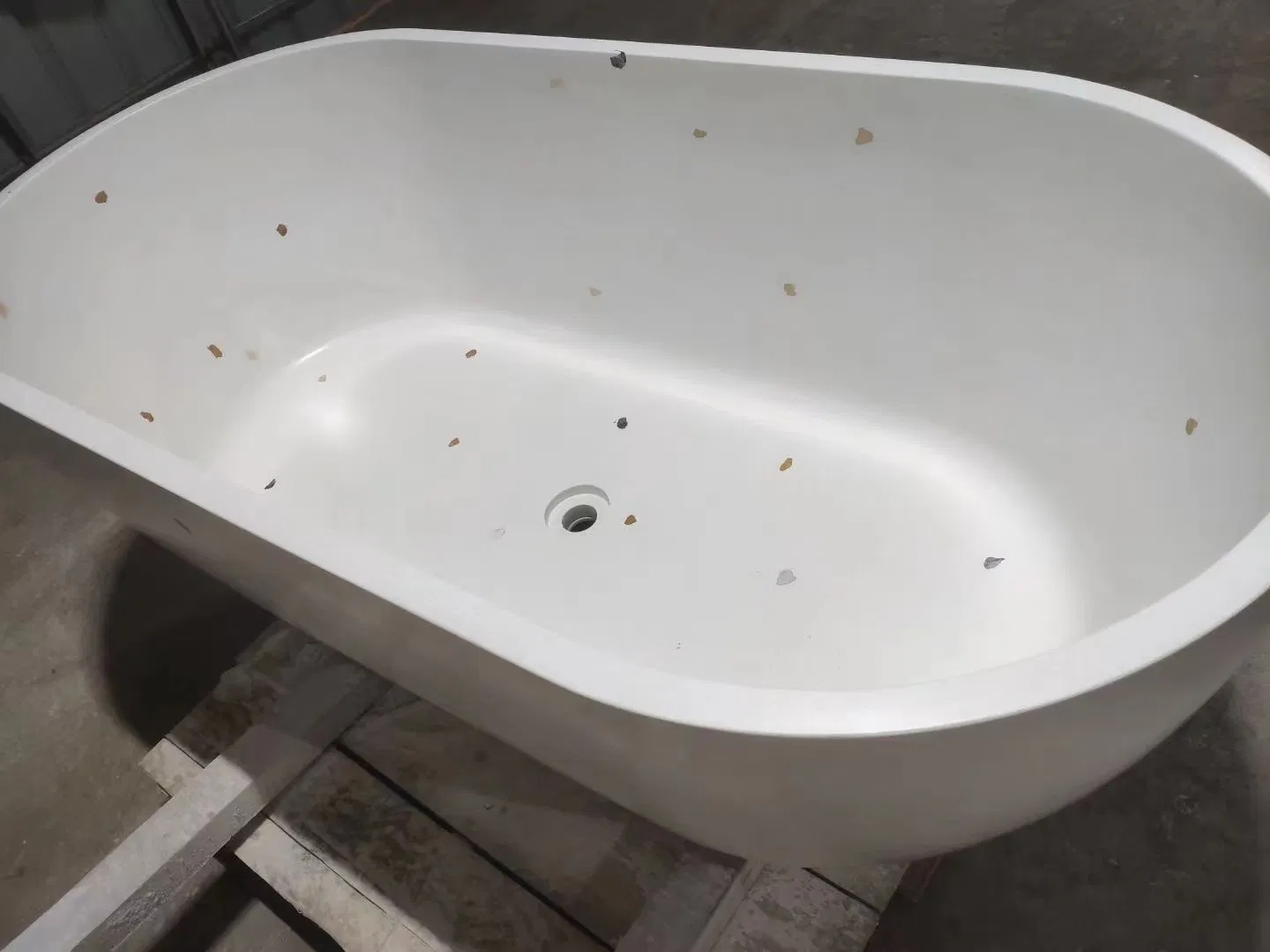 Bathroom Oval Freestanding Bath, Composite Artificial Marble Bathtub, Solid Surface Terrazzo Stone Bathtub